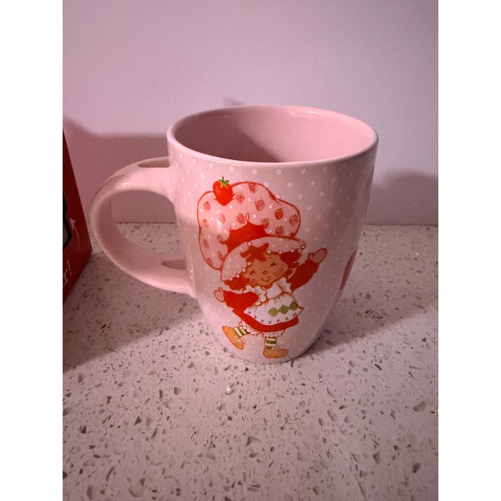 Strawberry Shortcake Mug and Coaster Set Pink Polka Dot CultureFly 12oz Mug